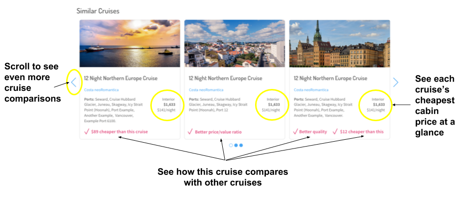 Compare cruises to get to your prefered journey similar cruises